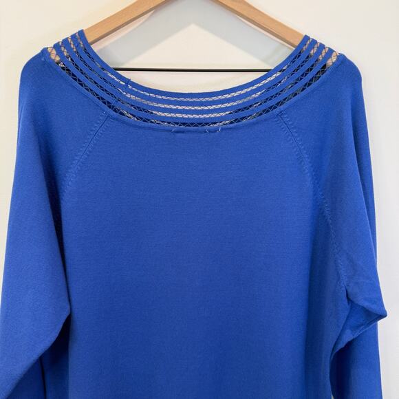 New Jones & Co Boatneck Knit Top Size 1X Royal Blue - Picture 12 of 13